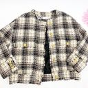 ZARA  Plaid Tweed Jacket Blogger Favorite Cropped Blazer Ballloon Sleeve Photo 6