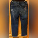 Max jeans  Straight Cropped Embroidered Lightly Distressed Frayed Hem Jeans Sz 4 Photo 4