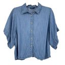 Banana Republic  Cropped Chambray Button Up Shirt Wide Sleeves Collared Size L Photo 0