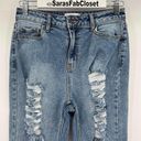 Cello  Straight Destroyed Jeans Blue Denim Frayed Hem Stretch Junior's Size 5 Photo 1