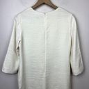 Vince  Snakeskin Jacquard Shift Dress Size 4 Ivory‎ 3/4 Sleeve Pockets Lined Photo 11