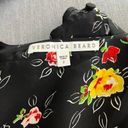 Veronica Beard  Kiona Black Floral Print Silk V-Neck Button Front Peplum Blouse 2 Photo 3