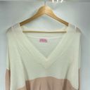 Pink Lily  striped Pullover Sweater Long Sleeve V Neck Color Block Beige Large NW Photo 5