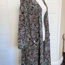 LuLaRoe  Black Multi Color Floral Vines Sweater Duster size M Photo 4