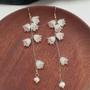 Elegant Flower Long Dangle Drop Earrings for Women Gold Photo 2