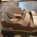 Steve Madden  Womens Bandi Sandal Size 9.5 White Cork-wrapped wedge heel Photo 2