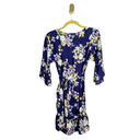 Bobeau B Collection by  Astrid Floral Blue Apron Mini Wrap Dress 3/4 Sleeves XS Photo 3