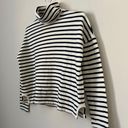 Madewell  Striped White & Navy Blue Cropped Turtleneck Sweater Size XS Photo 2