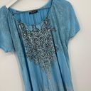 Vanilla Star Jeans Vanilla Star Vintage Y2K Blue Embellished Short Sleeve Shirt Size XL Photo 1