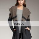 Vince  colorblock wool/cashmere blend drape-front hooded sweater coat Photo 9