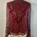 Blush Noir  Burgundy Floral Ruffle Prairie Blouse Photo 0