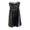 White House | Black Market  Strapless Lace Tulle Black Gold Midi Womens Size 12 Photo 1