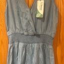 Love Tree  Blue Denim Lightweight Tencel Ruffled Romper Smocked Waist Size Large Photo 4