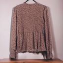 Andthewhy  Smocked Cheetah Animal Print Long Sleeve Smocked Peplum Blouse Large Photo 1