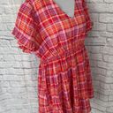 Terra & Sky women 2X spring plaid print short sleeve dress pink multicolor Photo 4