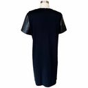 St. John  Black Milano Knit Colorblock Dress Leather Caviar / Cream Short Sleeves Photo 2