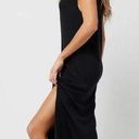 Revolve Black Ribbed Midi Dress Photo 0