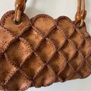 Vintage 90s Custom Handmade Leather Floral Stamped Shoulder Bag Photo 3