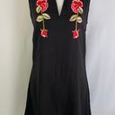 Pretty Little Thing New  Embroidered Floral Choker Neck Shift Dress Black Size 4 Photo 2