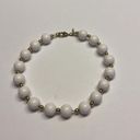 Monet Vintage Signed  White Bead / Gold Tone Beaded Bracelet Photo 5