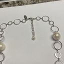 Talbots Signed  Faux Pearl Silver Tone Bead Statement Costume Necklace Photo 6