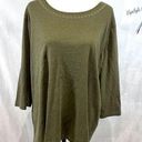 cj banks long sleeve olive green embroidered cotton blend top size 2X Photo 0