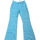  blue satin high waisted flare printed pants Zara retro pants XL Photo 0