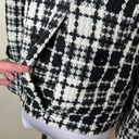 Oleg Cassini  Wool Blend Coat MEDIUM Black White Boucle Plaid Double Breasted Photo 4