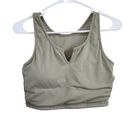 Klassy Network  Notch V Neck Crop Top Sage Green Cotton Brami Built In Bra Size M Photo 3