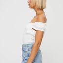 Princess Polly White Ruched Off-The-Shoulder Bodysuit Photo 1