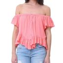 We The Free  Womens Mint Julep Butterfly Sleeves Peplum Button-Down shirt Neon Co Photo 0