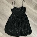 Pretty Little Thing NWT  black sequin puffball Bubble Hem shift dress Size Medium Photo 5