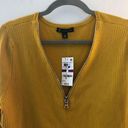 INC  International Concepts Sweater Gold Yellow Zipper V Neck Ribbed Sz XL NWT Photo 2