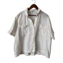 Madewell Linen White Short Sleeve Button Up Top Photo 3