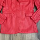 Anthropologie NEW DOLAN  Large Red Vegan Faux Leather Boyfriend Blazer Jacket Photo 7