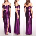 Amethyst NWT Marchesa Off Shoulder  Lamé Gown With Draped Bodice Women’s Size 16 Photo 16