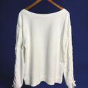 Sanctuary  Gathered Ruffle Tie Sleeve Sweatshirt in White Photo 1