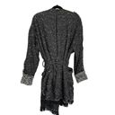 Free People  Black Combo Wool Blend Fringe Blanket Coat Size Medium Boho Womens Photo 3