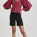 Free People  Maggie Embroidered Shirred Top Red Berry Size Large New w/ Tags Photo 0