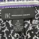 INC  Kimono Dress Womens 14 Purple Black Paisley Silk Chiffon Tie Belt Festival Photo 10