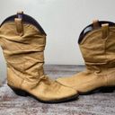 Zodiac Vintage  tan leather slouch western cowboy cowgirl boots 6.5 made in USA Photo 8