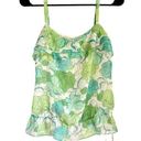 Ann Taylor Loft XS Floral Chiffon Ruffle Cami Tank Top Green White Blouse Shirt Photo 0