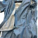 Boden USA Boden Dress Size 8 Faux Wrap Blue Denim Chambray V Neck Short Sleeve Womens Lara Photo 4