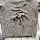 LA Hearts Women’s Cropped Brown Soft Lightweight V Neck Long Sleeve Sweater Top NWOT Sz S Photo 1