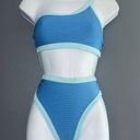 Cider Women’s Small One Shoulder Blue Hogh Waisted Bikini Swimsuit Photo 3