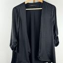 BCBG Maxazria Black Open-Front Shirt w/ Roll Tab Sleeves Sz S / EUC / classy Photo 0