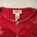 Talbots PL  Red Cardigan with Floral Embroidery Photo 3