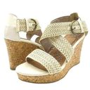 BKE Buckle  Sole Reid Cream & Cork Platform Woven Strap Sandals Women’s Size 8.5 Photo 0