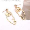 Hollowed Face Abstract Stud Drop Earrings Gold Photo 1