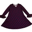 Est. 1946  Dress Dark Blue Pink Polka Dots Long Bell Sleeves Swing Large NEW Photo 8